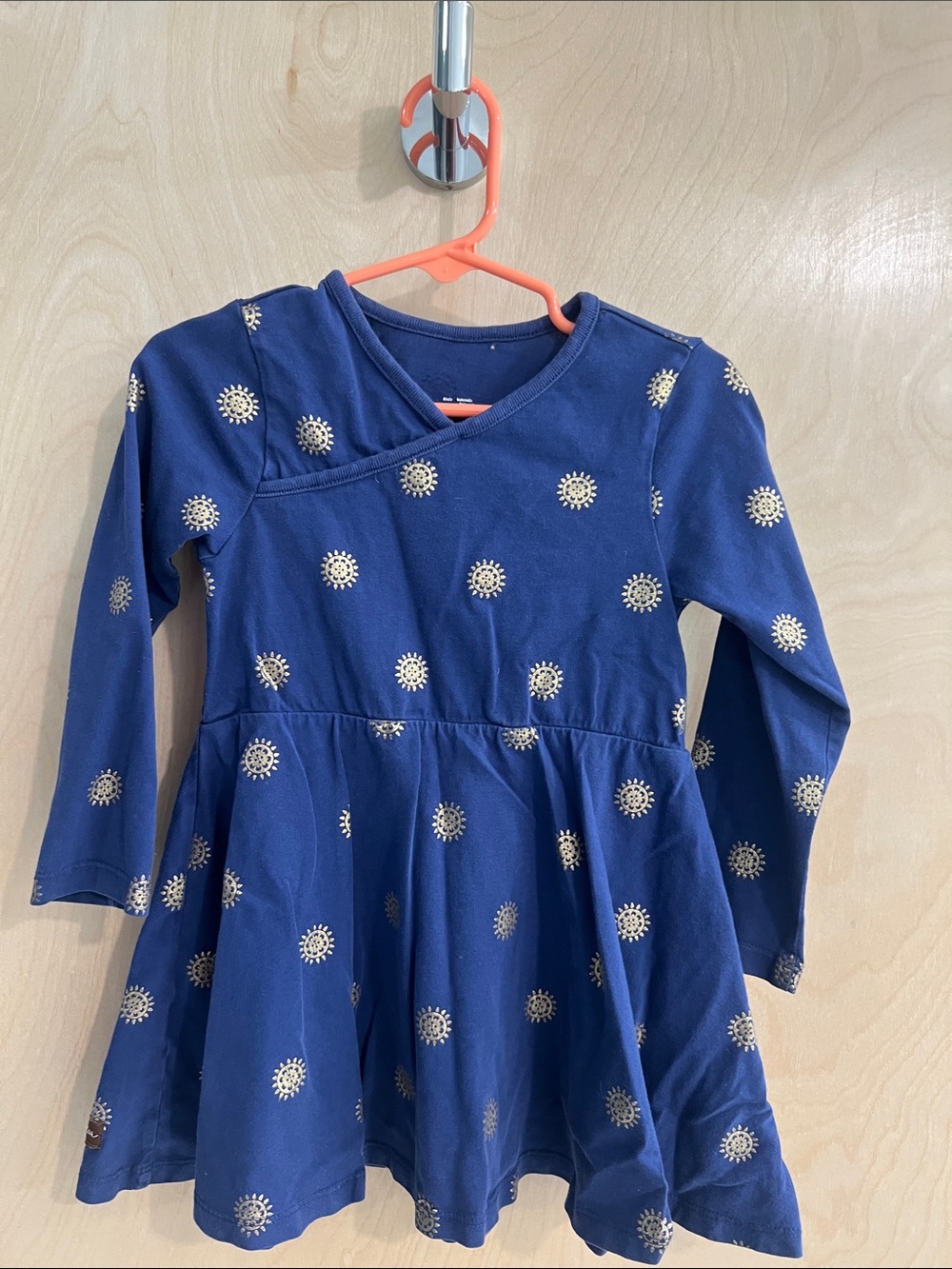 Tea Collection Navy Dress with Gold Sun Print